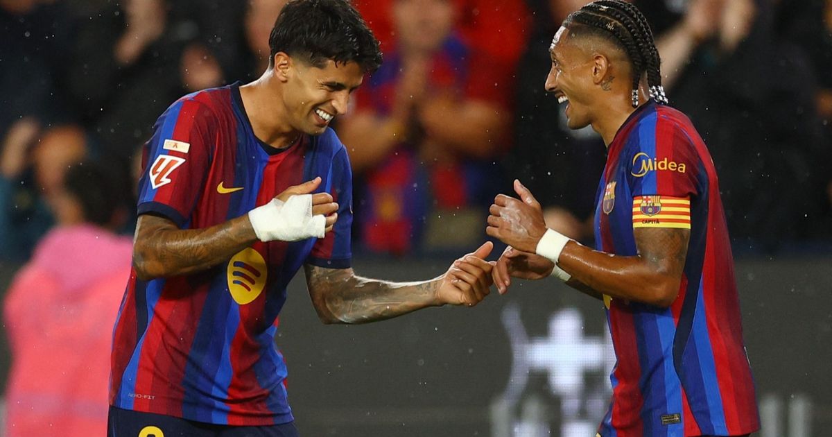 شاهد.. برشلونة يستعرض عضلاته بهاتريك رافينيا وقذائف كانسيلو