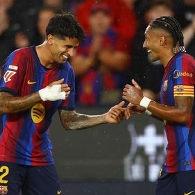 شاهد.. برشلونة يستعرض عضلاته بفضل هاتريك رافينيا وقذائف كانسيلو