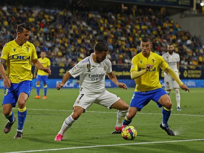 إيدن هازارد خلال مباراة بين ريال مدريد وقادش في الدوري الإسباني - 15 أبريل 2023 - Reuters 