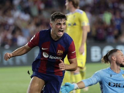 بيدري يسجل هدف تقدم برشلونة أمام قادش في الليغا 20-8-2023 - Reuters