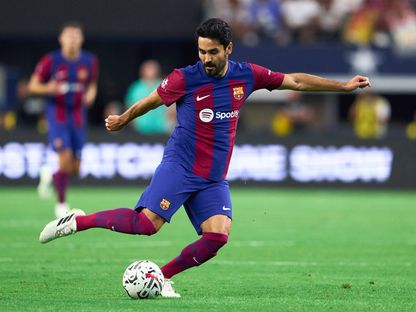 لاعب برشلونة إيلكاي غوندوغان خلال مباراة ريال مدريد - 31 يوليو 2023  - Twitter/fcbarcelona_ara 