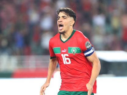 عبد الصمد الزلزولي قائد منتخب المغرب يحتفل بعد التسجيل أمام غينيا في كأس إفريقيا تحت 23 عاما - 24 يونيو 2023 - TWITTER/@CAF_Online