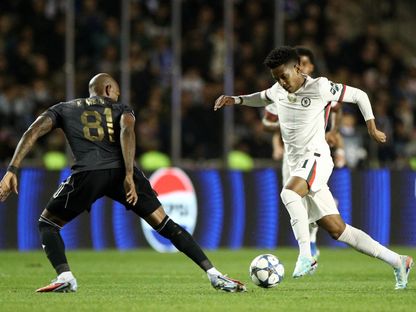 إستيفاو وكيفن ميدينا من مباراة كاراباغ وتشيلسي بدوري أبطال أوروبا - 5 نوفمبر 2025 - Reuters