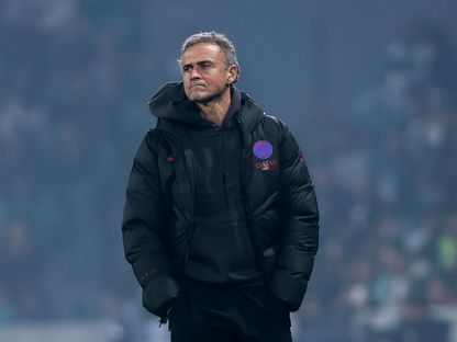 مدرب باريس سان جيرمان لويس إنريكي خلال مباراة سبورتينغ لشبونة في دوري أبطال أوروبا - 20 يناير 2026 - Reuters