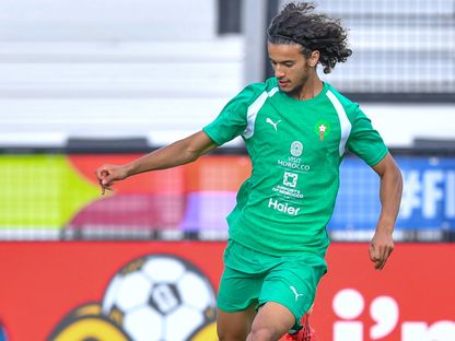 أيوب بوعدي خلال تدريبات المغرب قبل مباراة هايتي بكأس العالم - 23 يونيو 2026 - X/EnMaroc