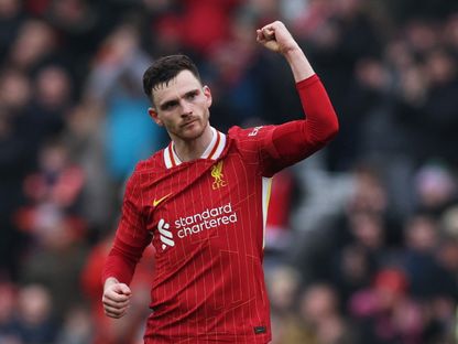 لاعب ليفربول أندرو روبرتسون بعد مباراة ولفرهامبتون في الدوري الإنجليزي الممتاز - ١٦ فبراير ٢٠٢٥ - Reuters