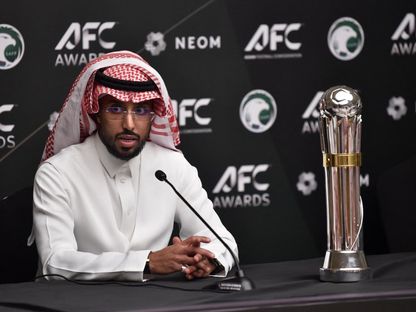 سالم الدوسري في مؤتمر صحافي بعد الفوز بجائزة أفضل لاعب في آسيا 2025 - 16 أكتوبر 2025 - Reuters