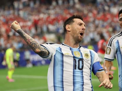 ليونيل ميسي يحتفل بالهدف الأول للأرجنتين في مرمى النمسا في كأس العالم - 22 يونيو 2026 - IMAGN IMAGES via Reuters Connect
