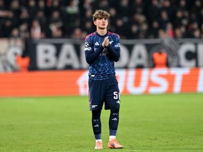 ماكس داومان لاعب أرسنال بعد مباراة سلافيا براغ في دوري أبطال أوروبا - 4 نوفمبر 2025 - X/@Arsenal