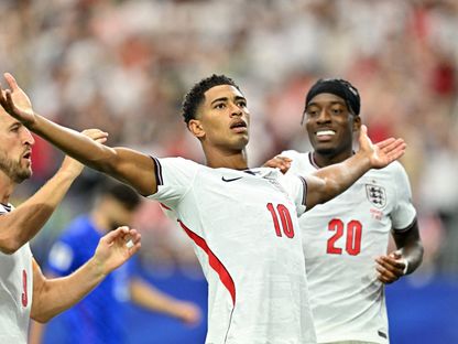 جود بيلينغهام يحتفل بهدفه خلال مباراة إنجلترا وكرواتيا بكأس العالم - 17 يونيو 2026 - Reuters