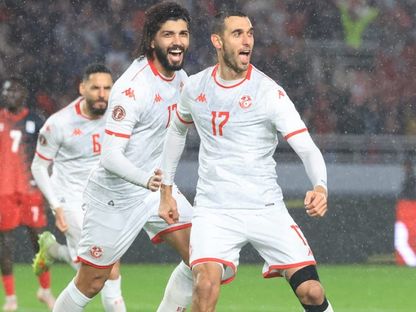 إلياس سخيري لاعب تونس يحتفل بهدفه في مرمى أوغندا في كأس الأمم الإفريقية - 23 ديسمبر 2025 - FB/@Équipe Nationale Tunisienne