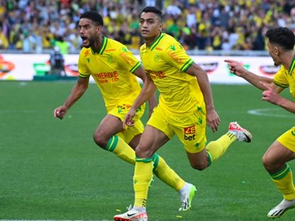 المصري مصطفى محمد بعد تسجيله هدفاً لنانت في مرمى لوريان - 23 سبتمبر 2023 - X/@FCNantes