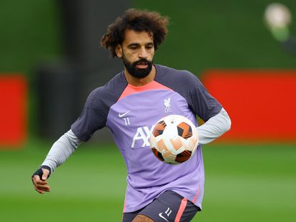 محمد صلاح نجم ليفربول الإنجليزي في تدريبات فريقه - 20 سبتمبر 2023 - Reuters