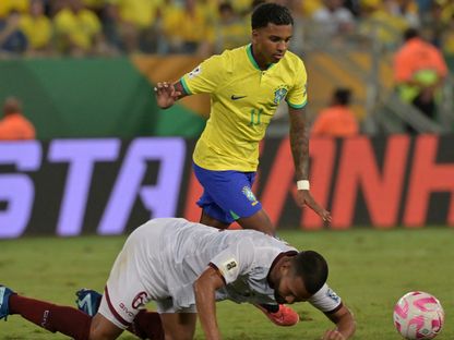 رودريغو خلال مباراة بين البرازيل وفنزويلا في تصفيات كأس العالم 2026 - 12 أكتوبر 2023 - AFP
