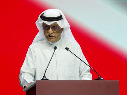 الشيخ سلمان بن ابراهيم آل خليفة رئيس الاتحاد الآسيوي لكرة القدم يتحدث خلال قرعة كأس آسيا 2023 - 11 مايو 2023 - AFP