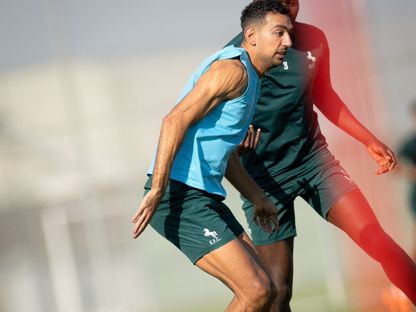 المهاجم المصري أحمد حسن "كوكا" خلال تدريبات فريق الاتفاق السعودي - 7 نوفمبر 2025 - x/Ettifaq