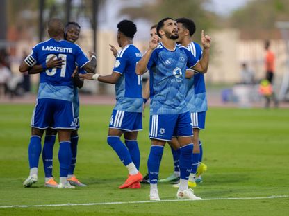 احتفال سعيد بن رحمة لاعب نيوم بتسجيل هدف في مرمى أبها بالدوري السعودي - 24 أكتوبر 2026 - X/@NEOMSportsClub