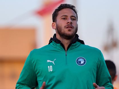 رمضان صبحي نجم فريق بيراميدز في التدريبات قبل مواجهة البنك الأهلي في الدوري المصري - 7 مايو 2025 - X/@pyramidsfc
