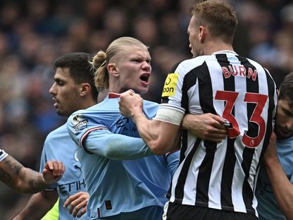 إيرلينغ هالاند في مباراة مان سيتي ونيوكاسل يونايتد في الدوري الإنجليزي - Reuters