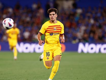 المغربي عبد الصمد الزلزولي لاعب برشلونة بمواجهة خيتافي - 13 أغسطس 2023 - AFP