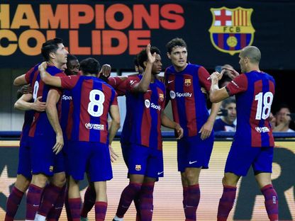 عثمان ديمبيلي يحرز هدف تقدم برشلونة في الكلاسيكو الودي أمام ريال مدريد في صيف 2023 - Reuters