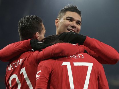 كاسيميرو يسجل ثنائية في فوز مانشستر يونايتد على ريدينج في كأس الاتحاد الإنجليزي 28-1-2023 - Reuters