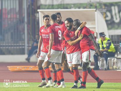 احتفال لاعبي النجم الرياضي الساحلي بتسجيل هدف في مرمى شباب قسنطينة بدوري أبطال إفريقيا - 18 أغسطس 2023 - Facebook/Etoile Sportive du Sahel