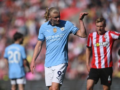 إيرلينغ هالاند خلال مباراة بين مانشستر سيتي وساوثهامبتون في الدوري الإنجليزي الممتاز - 10 مايو 2025 - Reuters