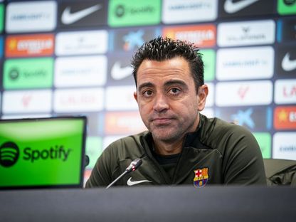 تشافي هيرنانديز المدير الفني لفريق برشلونة الإسباني في مؤتمر صحفي - 9 ديسمبر 2023 - X/FCBarcelona_es