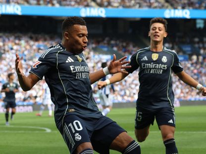 كيليان مبابي يحتفل بهدف ريال مدريد ضد سوسيداد - 13 سبتمبر 2025 - Reuters