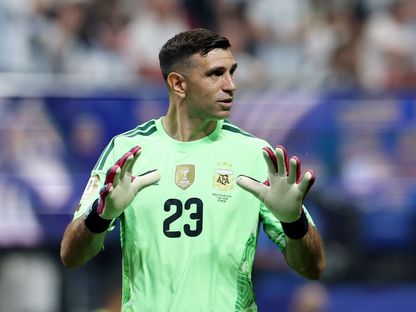 حارس الأرجنتين إيميليانو مارتينيز خلال مباراة مصر في دور الـ16 لكأس العالم 2026 - 7 يوليو 2026. - Reuters