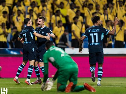 احتفال لاعبي الهلال بتسجيل هدف في مرمى التعاون بالدوري السعودي - 12 سبتمبر 2026 - X/@Alhilal_FC