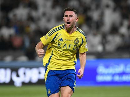 إيميريك لابورت لاعب النصر يحتفل بتسجيل هدف في مرمى الشباب بدوري روشن السعودي - 18 أكتوبر 2024 - Reuters