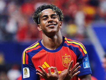 احتفال لامين يامال بتسجيل هدف لإسبانيا في مرمى السعودية بكأس العالم - 21 يونيو 2026 - X/@SEFutbol