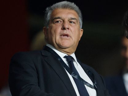 خوان لابورتا رئيس برشلونة في مواجهة فريقه أمام رايو فاليكانو - 26 أبريل 2024 - Reuters