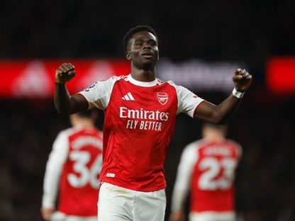 بوكايو ساكا بعد تسجيله هدفاً لأرسنال في مرمى برينتفورد - 3 ديسمبر 2025 - Action Images via Reuters