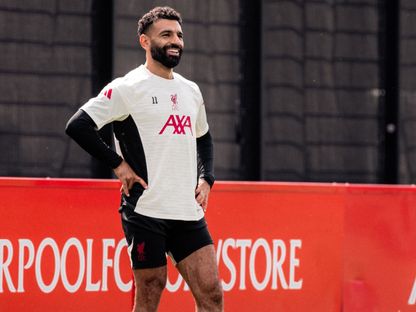 محمد صلاح خلال تدريبات ليفربول استعداداً لبداية الدوري الإنجليزي الممتاز - 13 أغسطس 2025 - X/@LFC