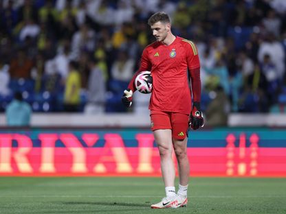 بينتو ماثيوس حارس النصر قبل مباراة التعاون بنصف نهائي كأس الدرعية للسوبر السعودي- 14 أغسطس 2024 - X/@AlNassrFC