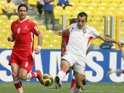 سفيان علودي خلال مواجهة المغرب وناميبيا في كأس أمم إفريقيا 2008  - AFP