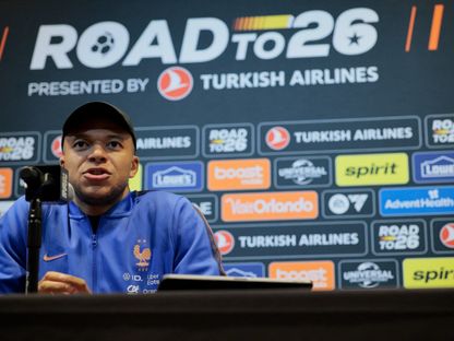 كيليان مبابي قائد فرنسا خلال المؤتمر الصحفي قبل مباراة البرازيل الودية - 25 مارس 2026 - Reuters