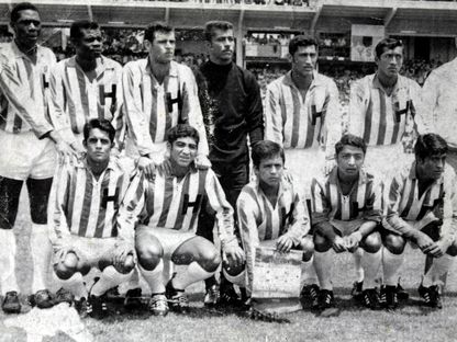 منتخب هندوراس قبل مباراة ضد السلفادور في التصفيات المؤهلة لمونديال المكسيك 1970 - 26 يونيو 1969 - AFP PHOTO