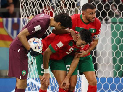 نايف أكرد مدافع المغرب أثناء إصابته في لقاء إسبانيا -  الدوحة 6 ديسمبر 2022  - REUTERS