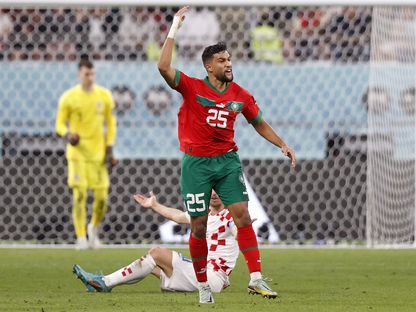 يحيى عطية الله خلال مباراة المغرب وكرواتيا في كأس العالم - 17 ديسمبر 2022 - reuters