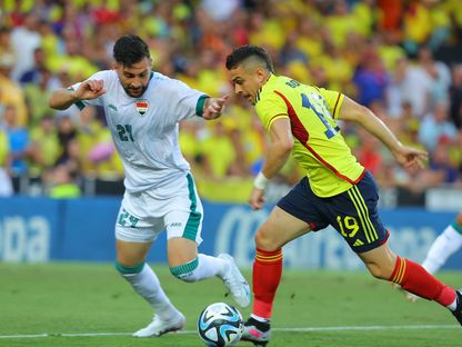 من المباراة الودية بين العراق وكولمبيا بمدينة فالنسيا الإسبانية - 16 يونيو 2023 - Twitter/IRAQFA