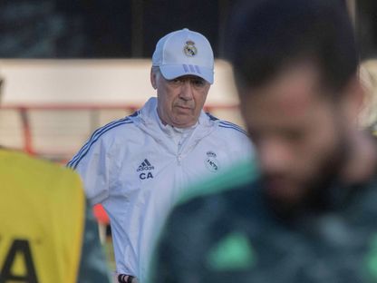 كارلو أنشيلوتي في تدريبات ريال مدريد في كأس العالم للأندية 2022 بالمغرب - Reuters