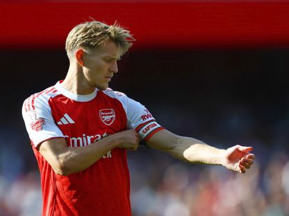 مارتن أوديغارد خلال مباراة ودية بين أرسنال وأتلتيك بلباو - 9 أغسطس 2025 - REUTERS