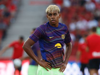 لامين يامال قبل مباراة بين برشلونة ومايوركا - 16 أغسطس 2025 - REUTERS