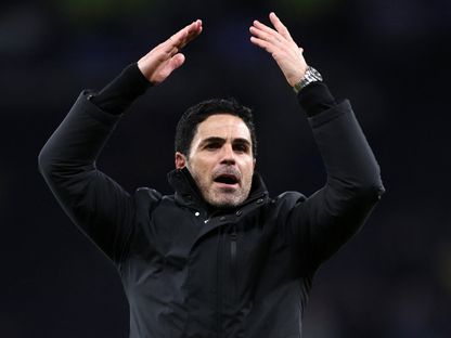 ميكيل أرتيتا بعد مباراة توتنهام وأرسنال بالدوري الإنجليزي الممتاز - 22 فبراير 2026 - Reuters