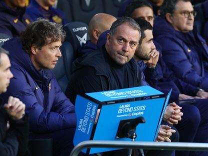 هانزي فليك مدرب برشلونة خلال لقاء مايوركا بالدوري الإسباني - 7 فبراير 2026 - Reuters