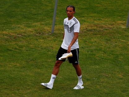 ليروي ساني خلال تدريب لمنتخب ألمانيا في هولندا - 3 يونيو 2019 -  REUTERS